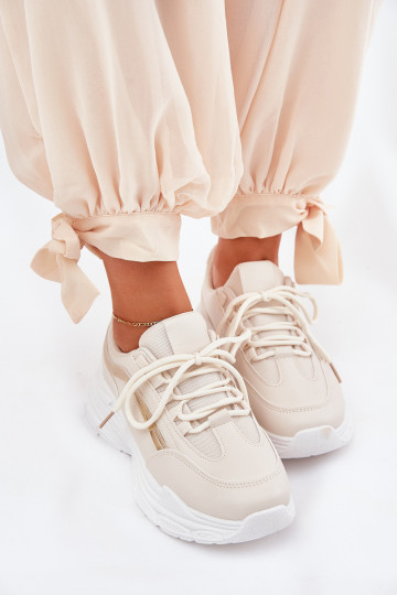 Chaussures modèle baskets baskets Féminin Sur une semelle épaisse beige Lerila