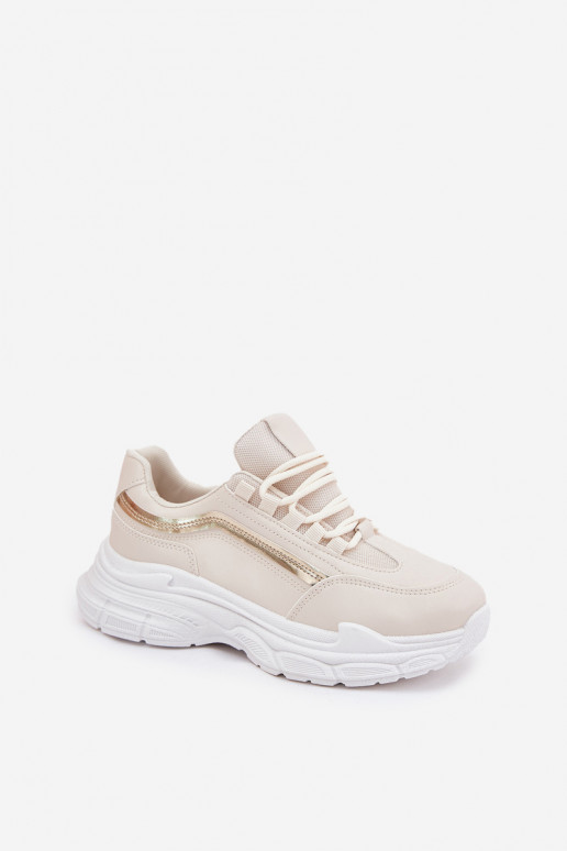 Sneakers Stilvollllschuhe Turnschuhe Feminin Auf dicker Sohle Beige Lerila