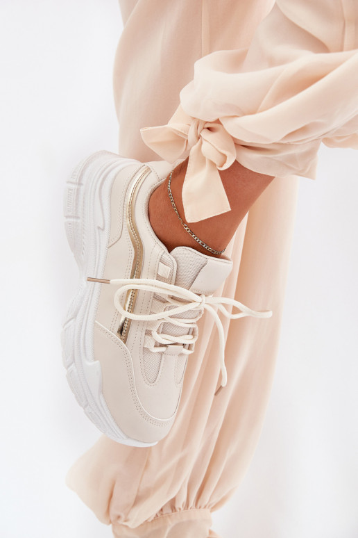 Chaussures modèle baskets baskets Féminin Sur une semelle épaisse beige Lerila