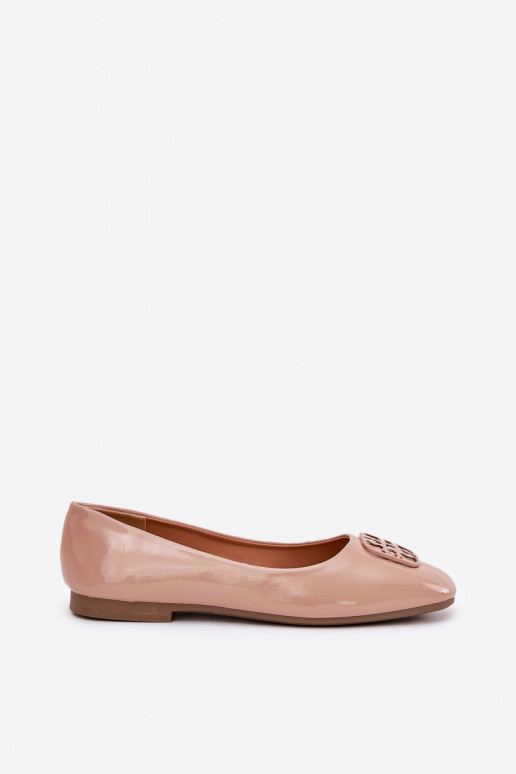 avec effet vernis Style élégant Ballerines Féminin Avec des décorations Detalem Vinceza 17377 beige