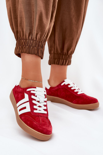 Chaussures modèle baskets baskets en daim Vinceza 79517 couleur rouge