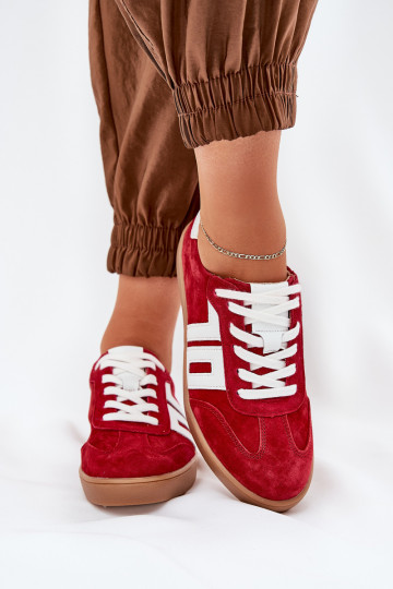Chaussures modèle baskets baskets en daim Vinceza 79517 couleur rouge 2