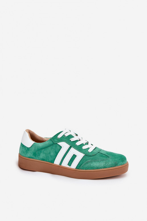 Sneakers model schoenen sportschoenen van suède Vinceza 79517 groene kleur