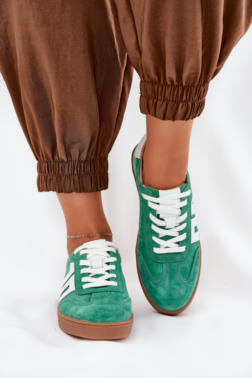 Sneakers model schoenen sportschoenen van suède Vinceza 79517 groene kleur