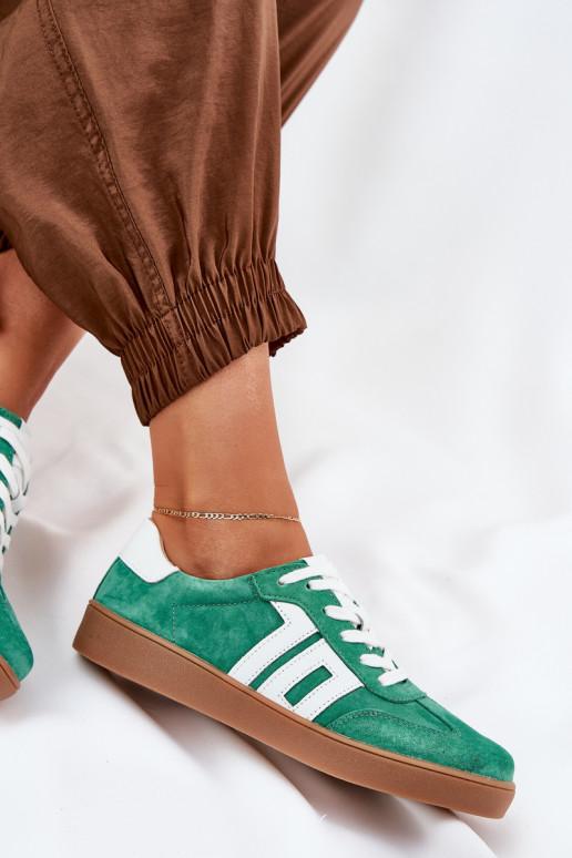 Sneakers model schoenen sportschoenen van suède Vinceza 79517 groene kleur