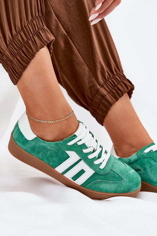 Sneakers model schoenen sportschoenen van suède Vinceza 79517 groene kleur