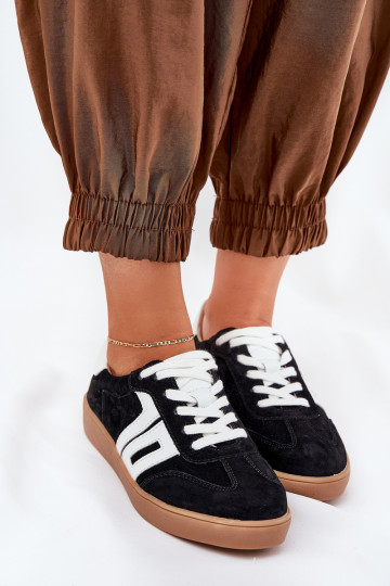 Chaussures modèle baskets baskets en daim Vinceza 79517 couleur noire