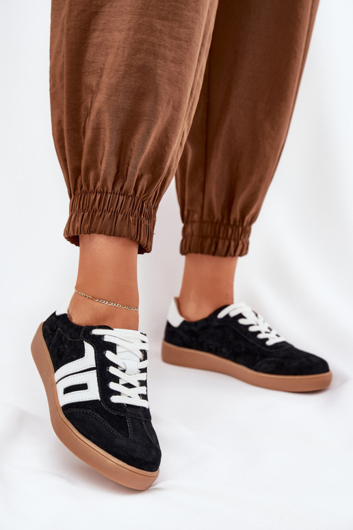 Chaussures modèle baskets baskets en daim Vinceza 79517 couleur noire