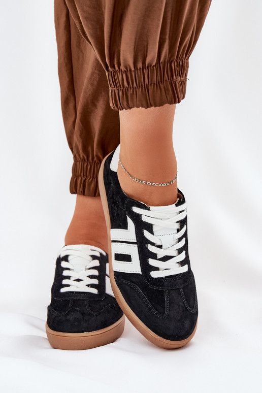 Chaussures modèle baskets baskets en daim Vinceza 79517 couleur noire