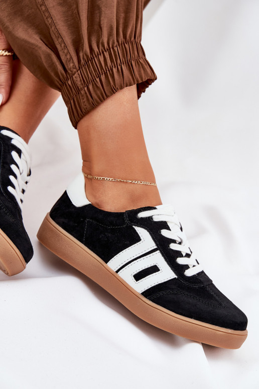 Chaussures modèle baskets baskets en daim Vinceza 79517 couleur noire