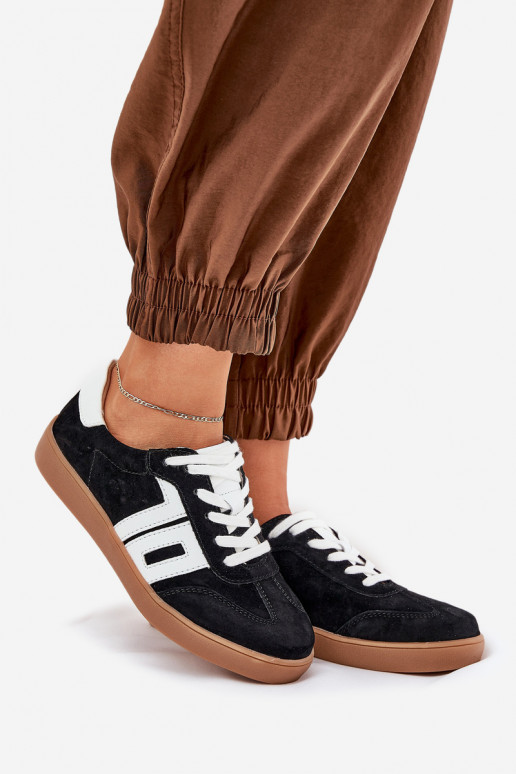 Chaussures modèle baskets baskets en daim Vinceza 79517 couleur noire