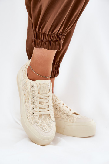 avec des motifs de dentelle Chaussures de loisirs Big Star RR274746 beige 2