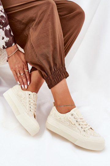 avec des motifs de dentelle Chaussures de loisirs Big Star RR274746 beige
