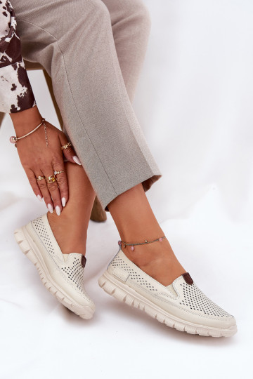 OpengeInerkte ballerinas Gemaakt van natuurlijk leer Vinceza 95336 beige