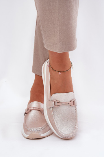 Haut Mokassins für Damen S.Barski GR51-598 rosa Perlenfarbe 2