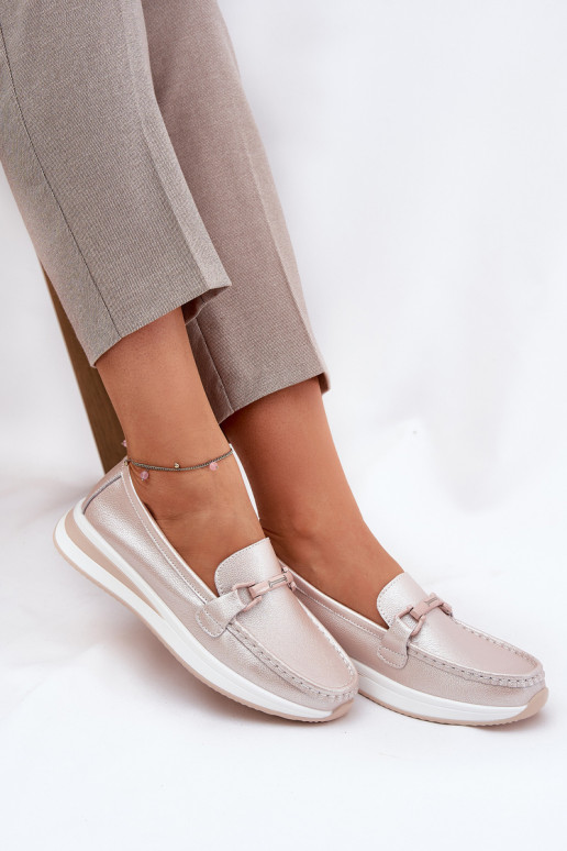 Haut Mokassins für Damen S.Barski GR51-598 rosa Perlenfarbe