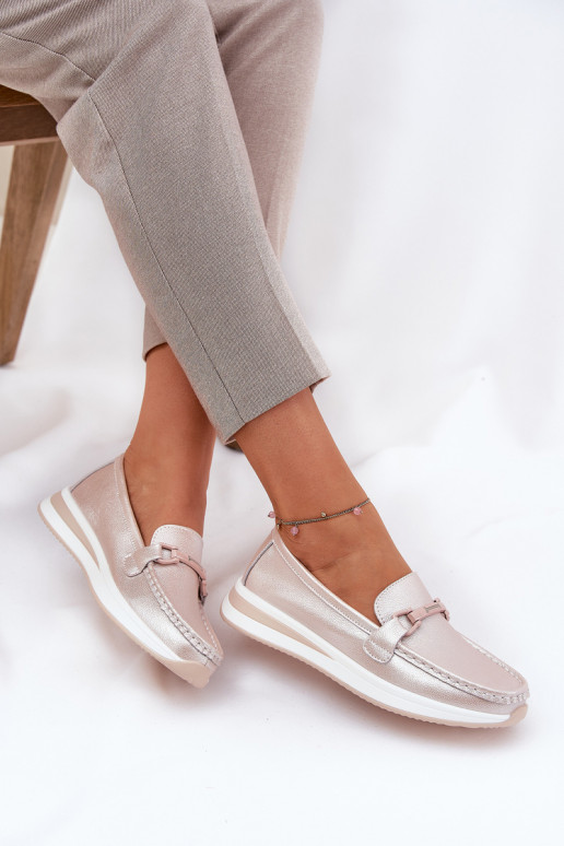 Peau mocassins pour femmes S.Barski GR51-598 couleur perle rose Peau mocassins pour femmes S.Barski GR51-598 couleur perle rose