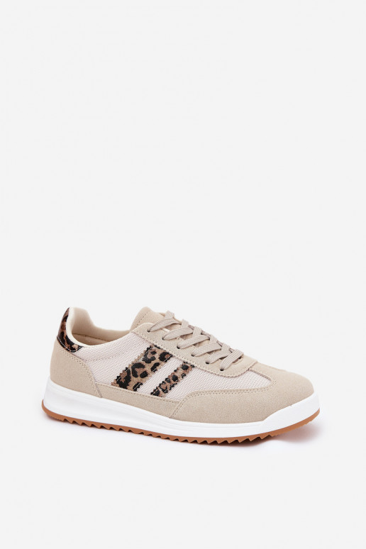 Sneakers model schoenen Dames Z van eco-suèdeu met luipaardbontpatronen beige Het heeftrinils