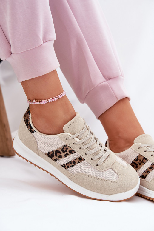 Sneakers model schoenen Dames Z van eco-suèdeu met luipaardbontpatronen beige Het heeftrinils