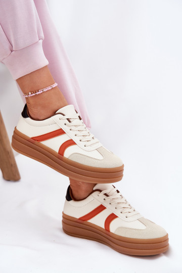 Sneakers Stilvollllschuhe Feminin mit einer Plattform Beige Tolianna