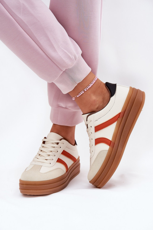 Sneakers model schoenen Dames met platform beige Tolianna Sneakers model schoenen Dames met platform beige Tolianna