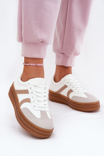 Sneakers Stilvollllschuhe Feminin mit einer Plattform Zueiße Farbe Tolianna