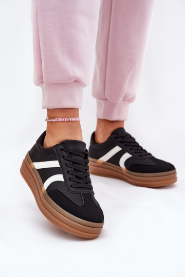 Baskets sportives avec plateforme couleur noire 2