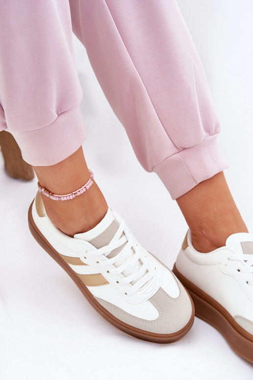 Sneakers model schoenen Dames met platform van ecoleer INit-gouden kleur Elaraven