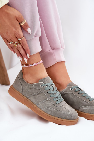 van suède Laag Sneakers model schoenen Dames groene kleur Paliana