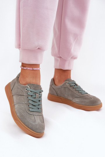 van suède Laag Sneakers model schoenen Dames groene kleur Paliana 2