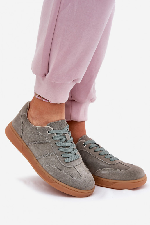 van suède Laag Sneakers model schoenen Dames groene kleur Paliana