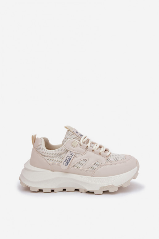 sportschoenen Sneakers model schoenen Dames Op dikke zool beige Prononice