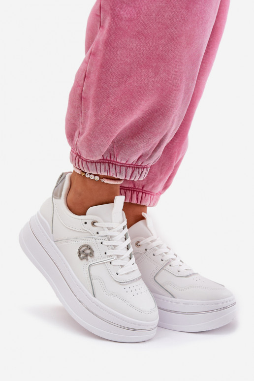 Dames witte sneakers met platform