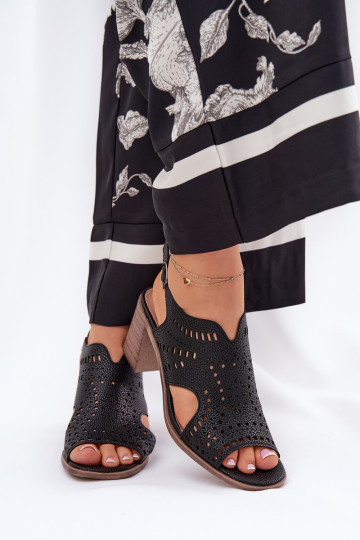 mit durchbrochenen Elementen Damen-Sandalen mit hohen Absätzen schZuarze Farbe Tosine