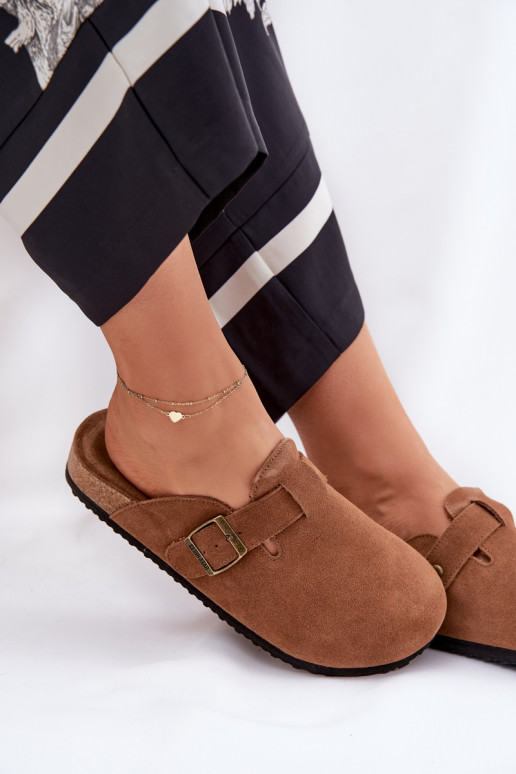 Pantoufles de Suèdes Sabots Féminin avec boucles Big Star RR274A387 marron Pantoufles de Suèdes Sabots Féminin avec boucles Big Star RR274A387 marron