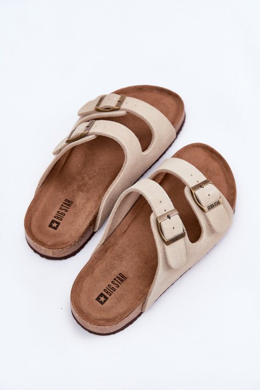 Chaussons femme en daim avec boucles Big Star RR274A391 beige