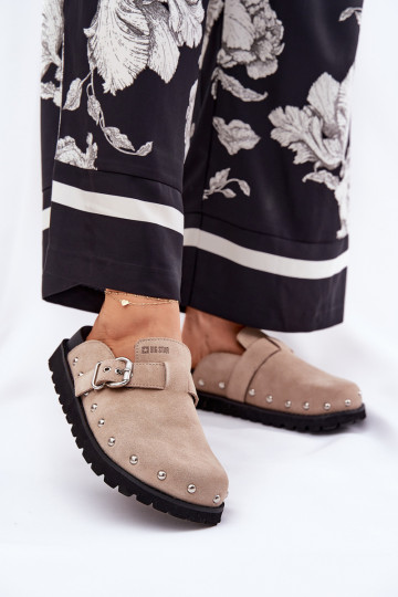 Suede pantoffels Klompen Dames met platform Big Star RR274A376 beige 2