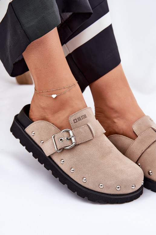 INildlederpantoffeln Verstopfungen Feminin mit einer Plattform Big Star RR274A376 Beige INildlederpantoffeln Verstopfungen Feminin mit einer Plattform Big Star RR274A376 Beige