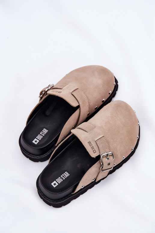 Pantoufles de Suèdes Sabots Féminin avec une plateforme Big Star RR274A376 beige Pantoufles de Suèdes Sabots Féminin avec une plateforme Big Star RR274A376 beige