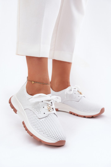 Peau chaussures Féminin Z Przypinką Artiker 54C1810 couleur blanche