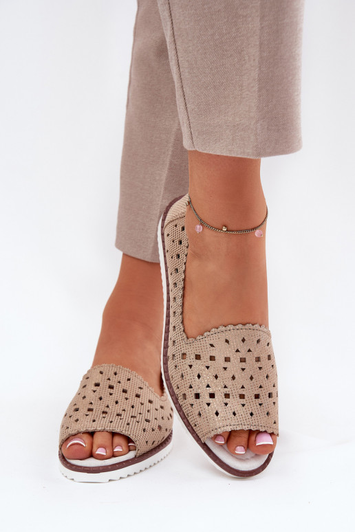 Haut Durchbrochene Ballerinas Z Odkrytymi Palcami S.Barski LR51-922 goldene Farbe