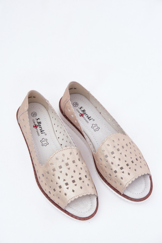 Haut Durchbrochene Ballerinas Z Odkrytymi Palcami S.Barski LR51-922 Beige