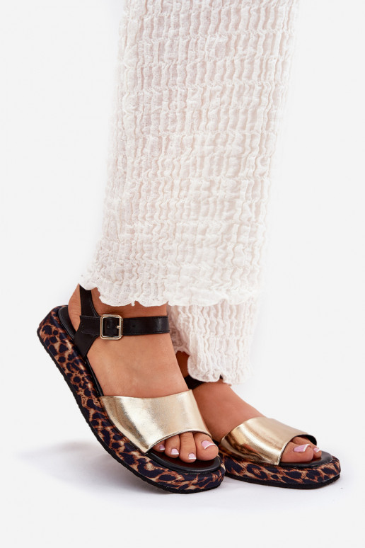 sandalen Leer Dames met platform en schriftelijk S.Barski JC51-347 gouden kleur sandalen Leer Dames met platform en schriftelijk S.Barski JC51-347 gouden kleur