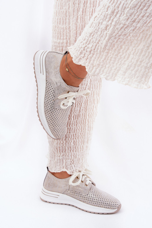 Leer Eenvoudig schoenen Dames met platform Artiker 56C2113 beige-gouden kleur