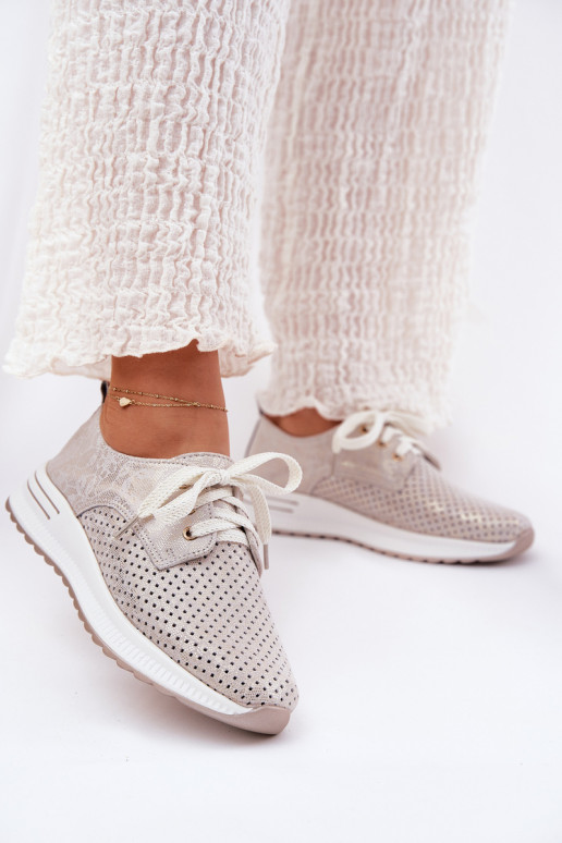 Peau  chaussures Féminin avec une plateforme Artiker 56C2113 beige-couleur dorée