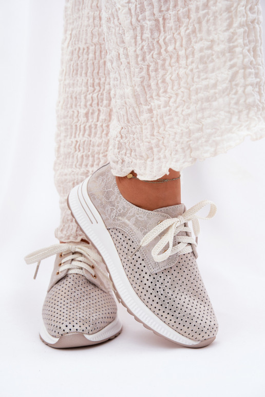 Peau  chaussures Féminin avec une plateforme Artiker 56C2113 beige-couleur dorée