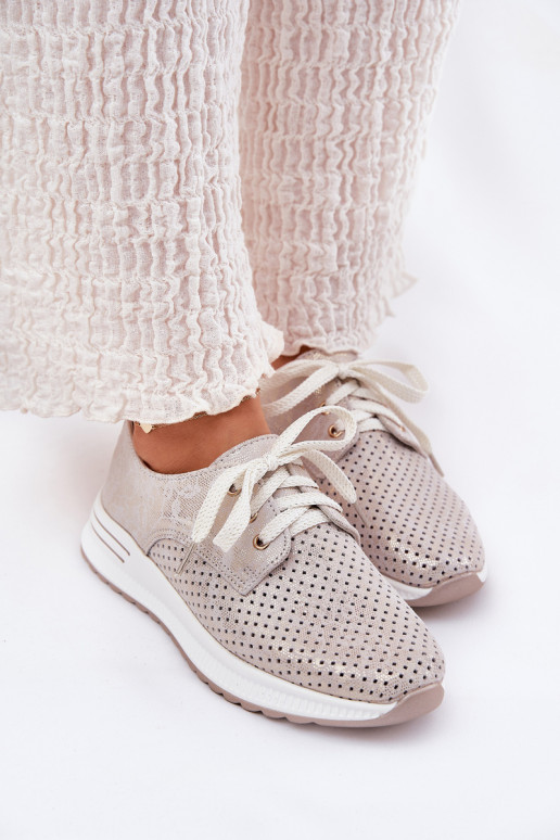 Peau  chaussures Féminin avec une plateforme Artiker 56C2113 beige-couleur dorée