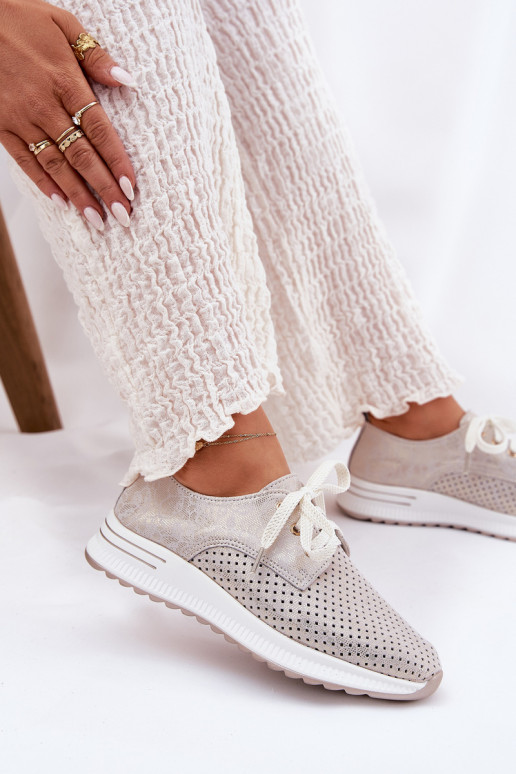 Peau  chaussures Féminin avec une plateforme Artiker 56C2113 beige-couleur dorée