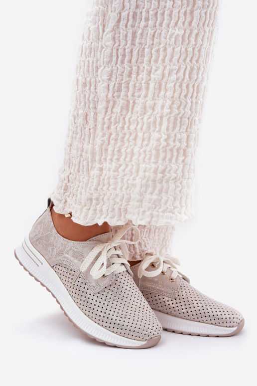 Peau  chaussures Féminin avec une plateforme Artiker 56C2113 beige-couleur dorée