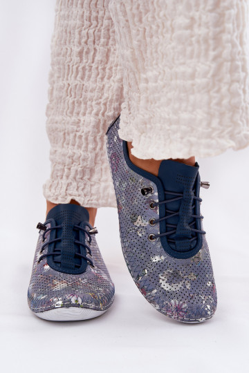 Schuhe Feminin Aus Ermöglichtturleder Gemustert Artiker 56C2691 blaue Farbe 2